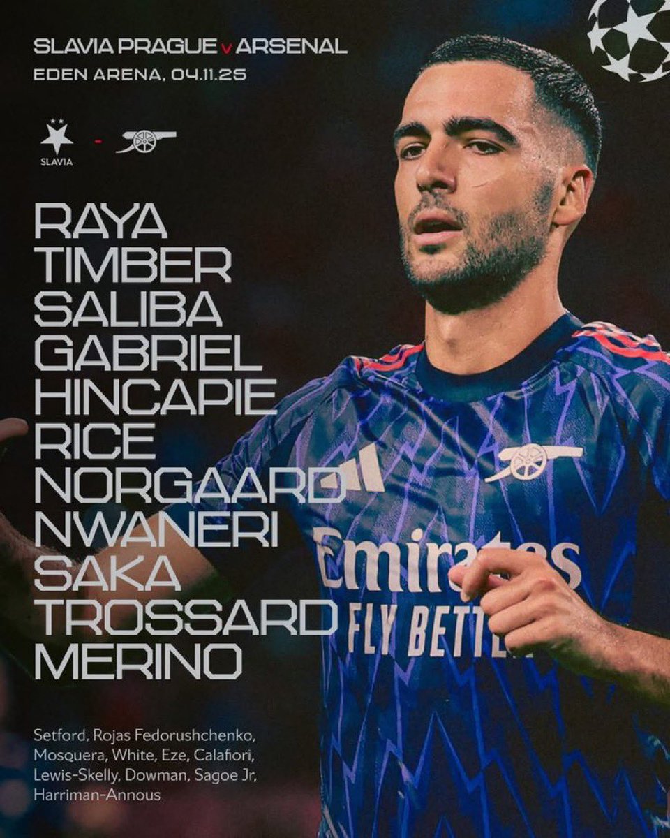 Strong Arsenal lineup, which is sensible, win this and the Bayern game matters far less

Excited for Hincapie at LB, makes sense to have MLS as a midfield option with no Zubi

Big night for Nwaneri I think
