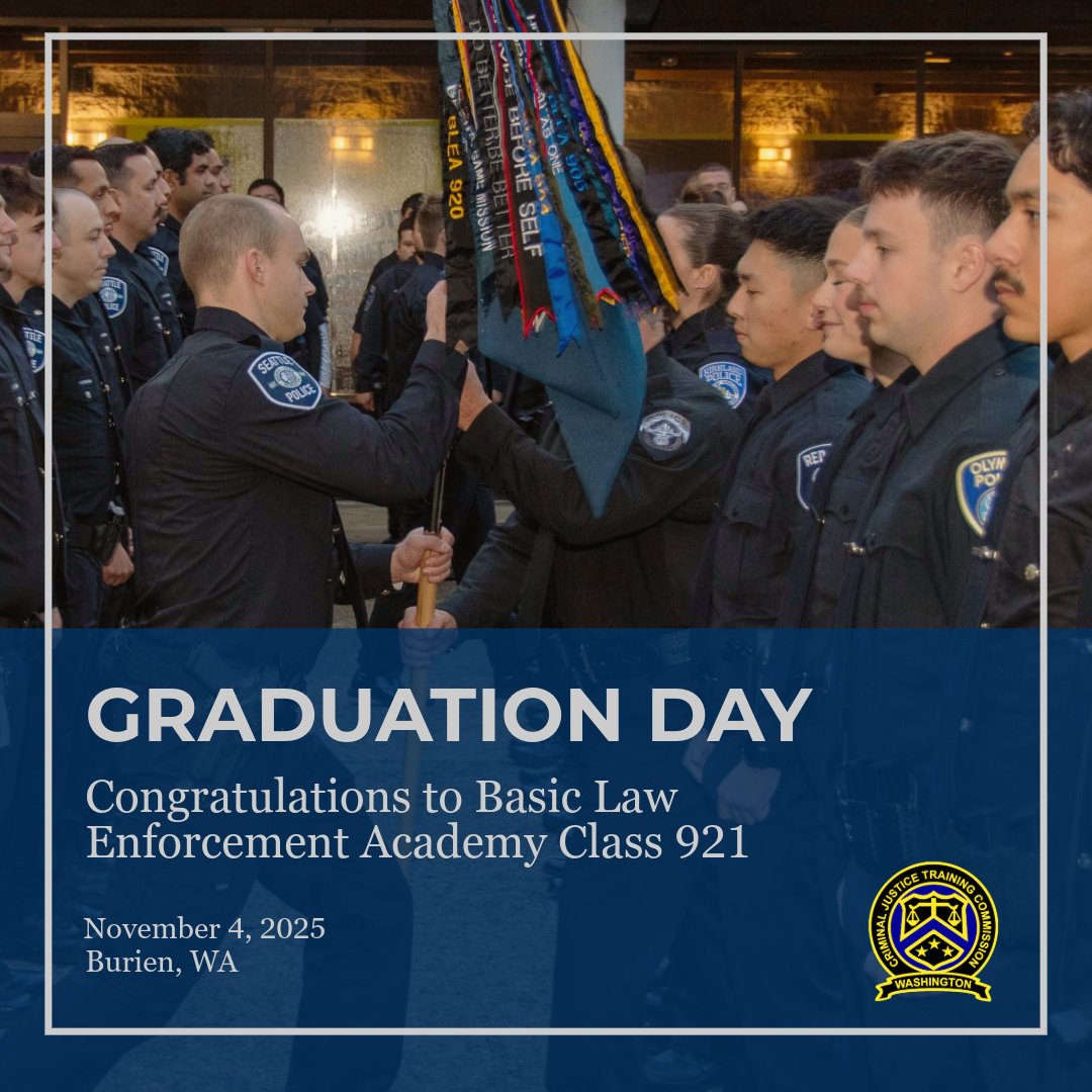 WSCJTC's tweet image. Day One ➡️ Graduation Day 🎓
Two photos that capture dedication, growth, and the making of Washington’s newest peace officers.
👏 Congrats to BLEA Class 921!
#BLEA921 #WSCJTC #ExcellenceInTraining