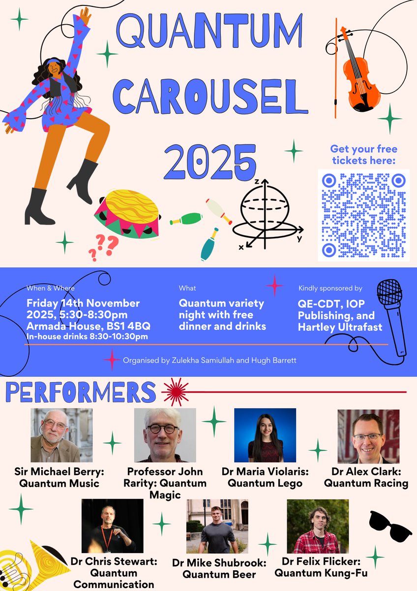Quantum Carousel is back! Check out this quantum variety show with a difference, on 14th November in Bristol.  Register for free!
<a href="/BristolQE/">Quantum-Engineering</a> <a href="/QETLabsBristol/">QET Labs Bristol</a> <a href="/QistCDT/">QISTCDT</a>