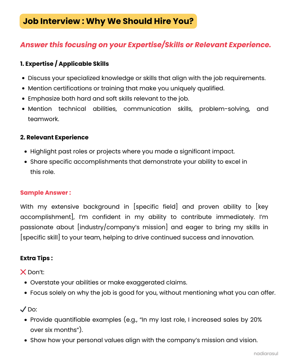 JOBCORNER247's tweet photo. Tips to answer "Why We Should Hire You?" https://t.co/NMLJPQLoYE