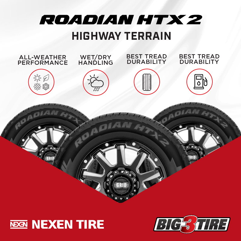 From city streets to open highways, the Nexen Roadian HTX 2 delivers a smooth, confident ride every time. Get your pair today at your nearest Big3Tire dealer today!
#mrtire #big3tire #tire #tireshop