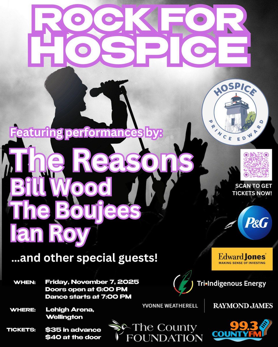 This Friday! Come out and support Hospice Prince Edward.
Listen to 99.3 County FM for more information.
#thevoiceofthecounty #pec <a href="/VisitTheCounty/">Visit the County</a> #hospice <a href="/HospicePrinceEd/">HospicePrinceEdward</a> #princeedwardcounty