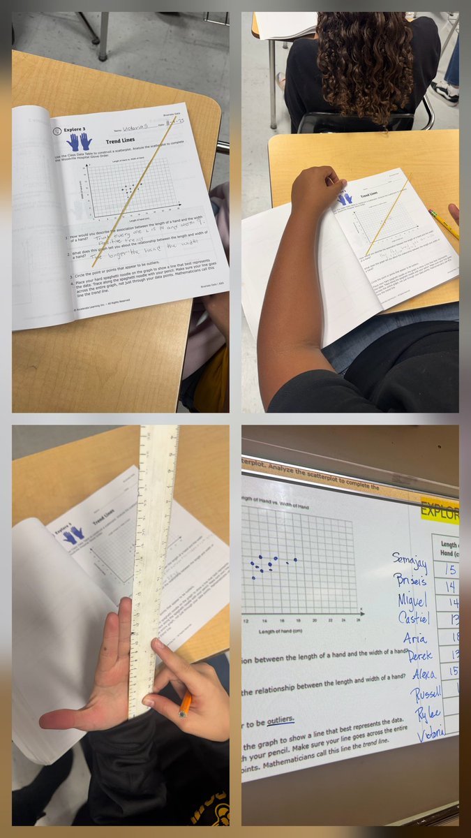 HAntwine_MS's tweet image. 7th grade math scholars using hand measurements to gather and plot data.  Spaghetti was used to interact with graphs and identify trends #stemscopes #LearnbyDoing @iGalindo_AMS @MChavez_AMS @KRunkles_AMS