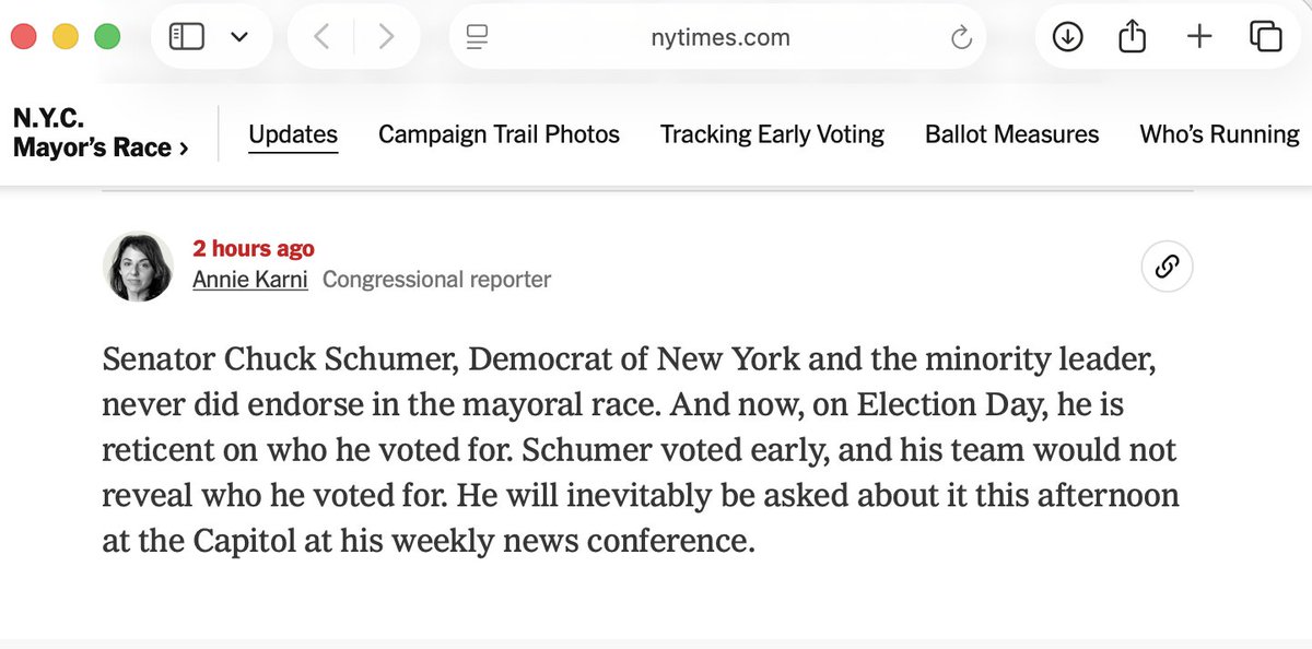 Chuck Schumer's office declines to say who he voted for