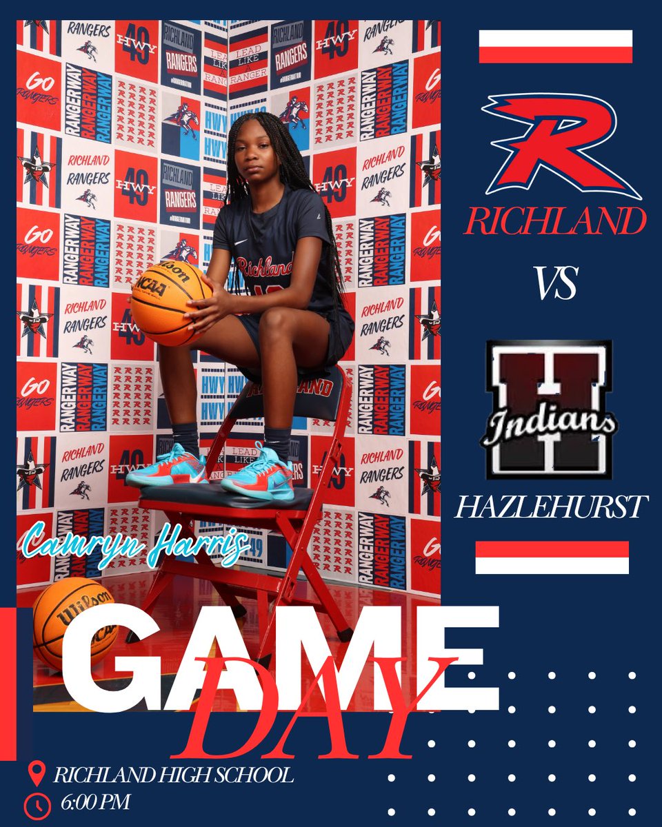 GAME DAY!!!! Come support the Lady Rangers in our home opener at 6pm. 🏀💙❤️🩵