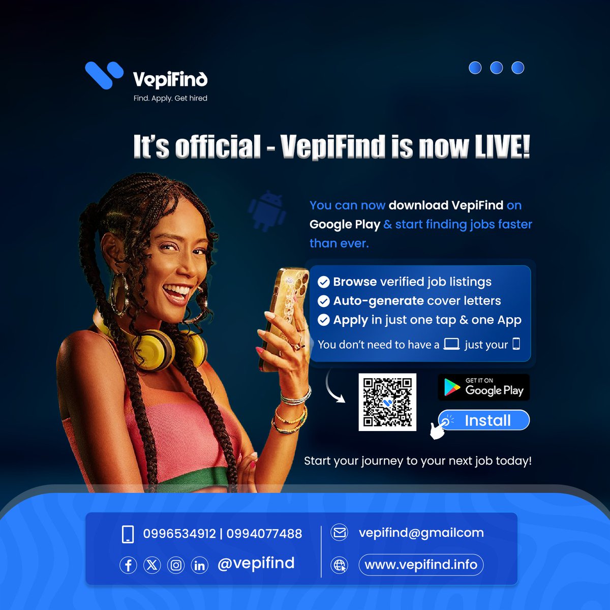 VepiFind's tweet photo. π VepiFind is LIVE on Google Play!
Auto-generate tailored cover letters βοΈ
Get instant job alerts π©
Apply right from your π± β no π» needed!
Be the first to land that jobπΌ
π Download & Sign up now: https://t.co/sbABCIclbo
If you can, RETWEETπ
#VepiFind #FindApplyGetHired https://t.co/Uk9hZF1Wug