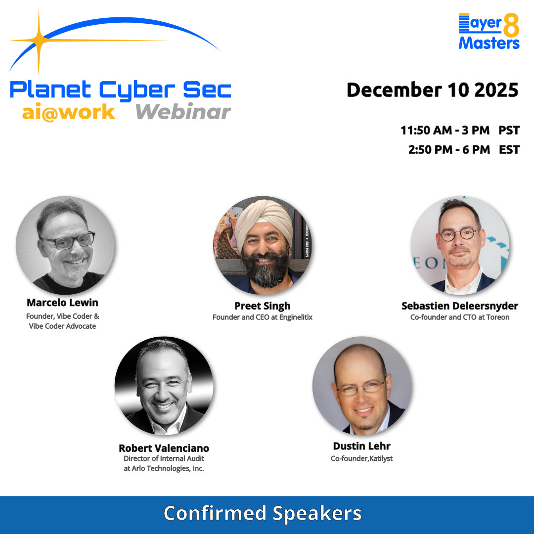 Layer8Masters's tweet image. Unlock the power of AI for cybersecurity and IT professionals at the Planet Cyber Sec AI@Work virtual conference on December 10, 2025!
This free half-day event offers practical strategies, expert insights, and real-world use cases designed to help security and IT practitioners,…