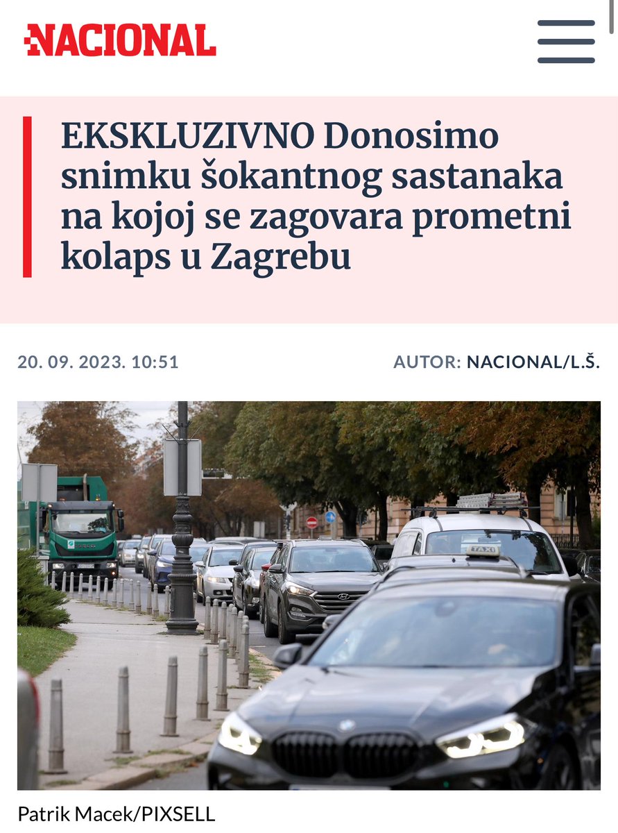 Zagreb. 2 km autom = 30 min. Skoro sam odustao od vožnje autom i sjeo na gradaki bicikl od 6.000 €. Jer oni kažu da promet ionako neće rješavati, nego da ćemo popiz*** u gužvama. Vele, Grad za ljude. Na pedale.