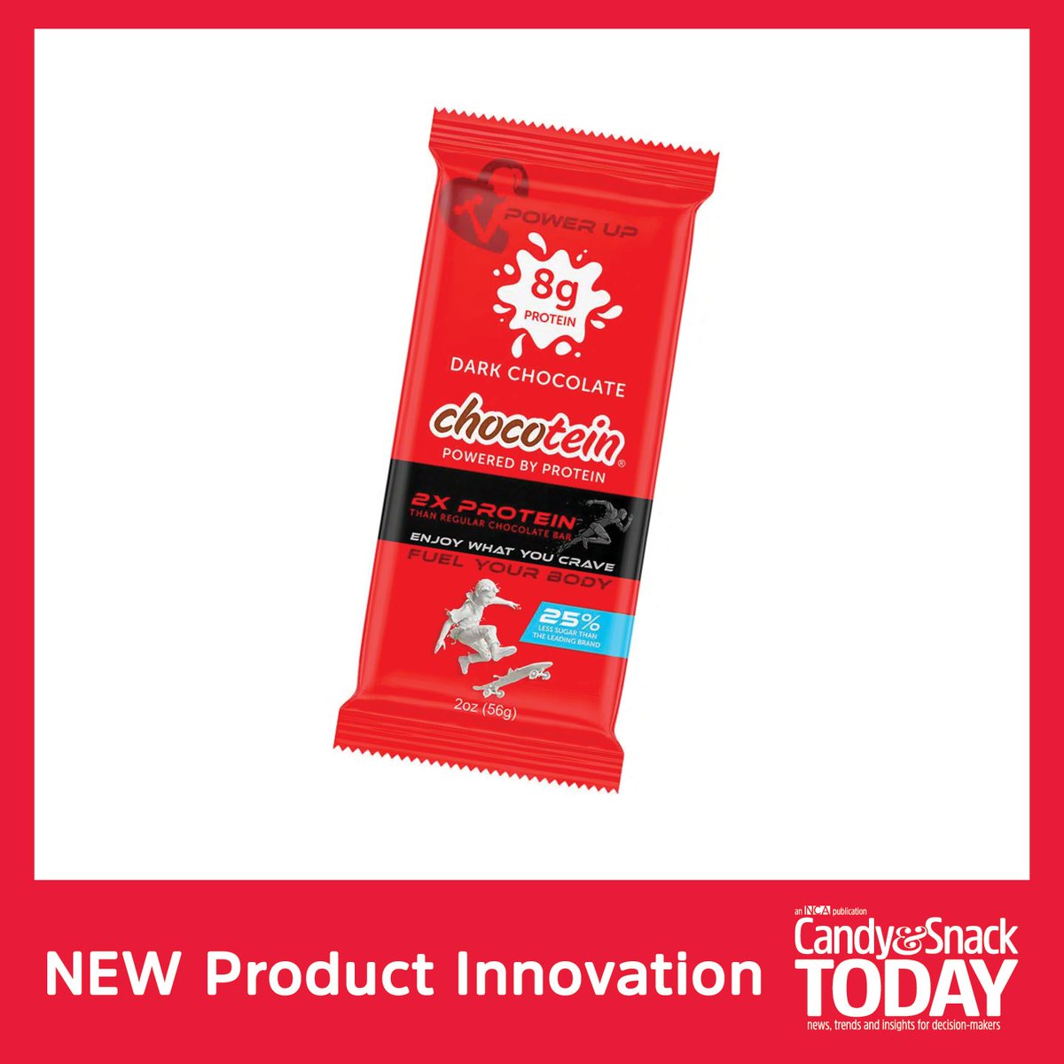 Chocotein LLC is unveiling Power Up dark chocolate tablet bars with eight grams of protein and 25 percent less sugar than leading bar brands. 

Find more innovations: candyusa.com/cst/products/l…

<a href="/chocotein/">chocotein</a>