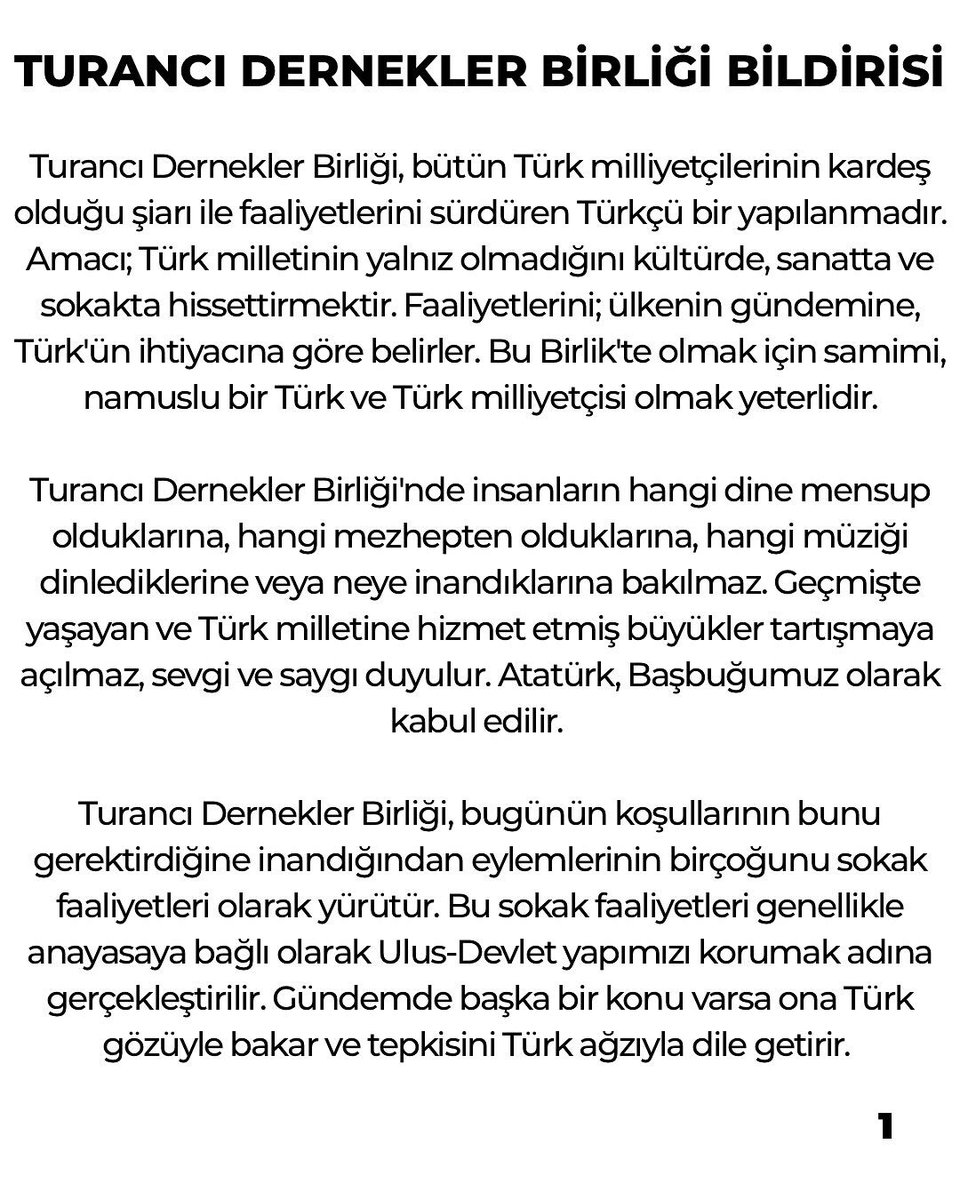 tdbdenizli20's tweet image. Turancı Dernekler Birliği Bildirisidir.

Kamuoyuna duyurulur.

#TurancıDerneklerBirliği