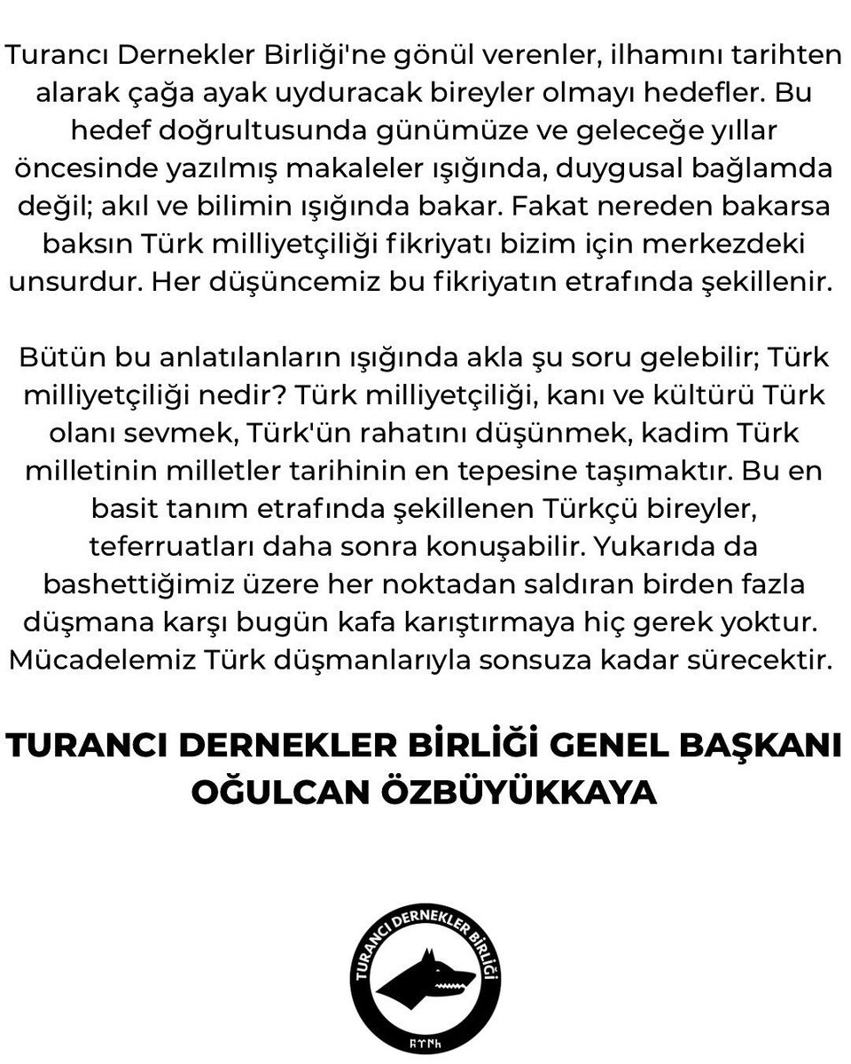 tdbdenizli20's tweet image. Turancı Dernekler Birliği Bildirisidir.

Kamuoyuna duyurulur.

#TurancıDerneklerBirliği