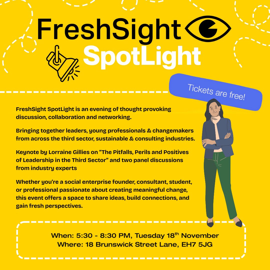 esenscot's tweet image. Join @FreshSight for an evening of thought provoking discussion, collaboration and networking! 🤝 

🔗 : eventbrite.com/e/spotlight-ti…

🗓️ 18/11/25
🕒 5:30 - 8:30pm
📍 18 Brunswick Street Lane, EH7 5JG
🎟️ Free