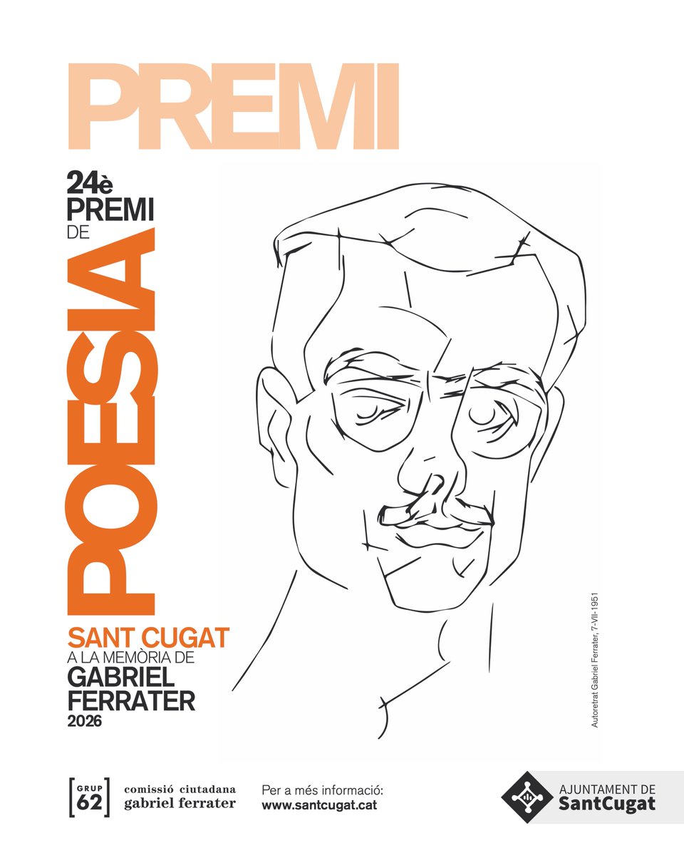⚫️ CONVOCATÒRIA OBERTA 
◼️ 24è Premi de poesia Sant Cugat a la memòria de Gabriel Ferrater 
◼️ Termini: fins al 31 de gener de 2026
➖ L’obra guanyadora s’emportarà 10.000 € i una escultura de l’artista santcugatenc Pep Codó.
📄 Bases: santcugat.cat/web/premi-de-p…
🤍 Bona sort!
