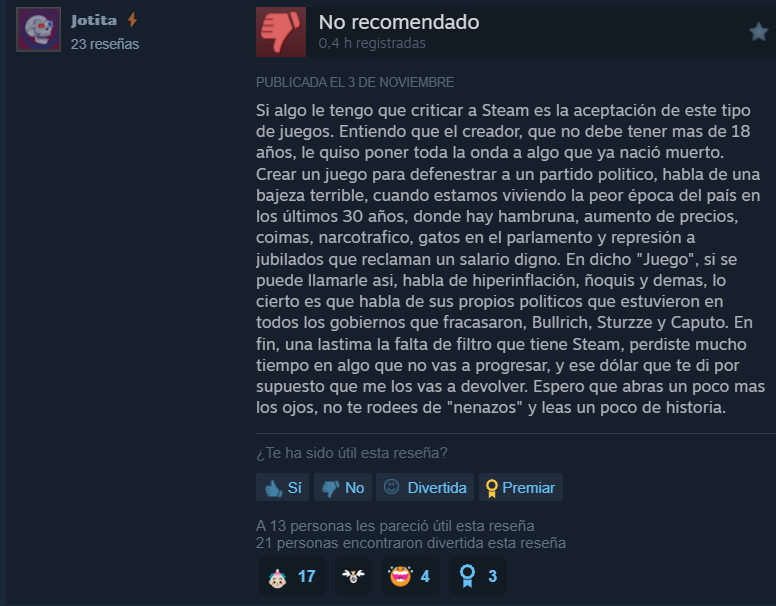 miximexita's tweet image. Hicieron un simulador de la gestión de Massa y un kukita se ofendió KJJ

Sabés que el juego va a ser un éxito cuando su primer reseña es esta