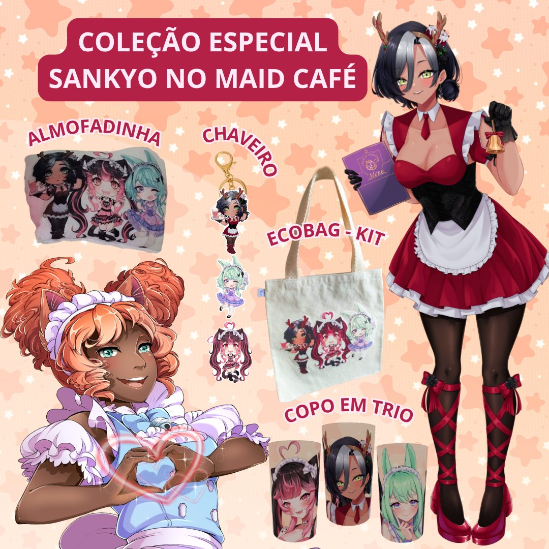 SankyoProject's tweet photo. SANKYO MERCH 🩷❣️💚
Com muita felicidade anunciamos nossos PRODUTOS coleção MAID!
Você pode adquirir presencialmente no Chest Of Wonders - Maid Café na Liberdade!!! Tudo feito e escolhido com muito carinho, confira no post abaixo ^^
#VtuberBrasil ❀ #SankyoProject ❀ #VtuberBR https://t.co/LqFC9UnAGE