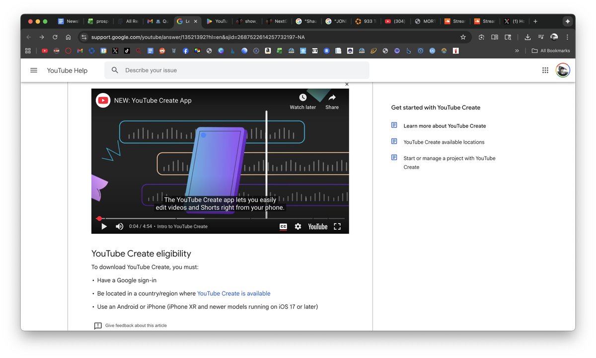 PAULANEALMOONEY's tweet image. It&apos;s weird I cannot find the &quot;#YouTubeCreate&quot; app in the Apple Store &amp;amp; I&apos;m on an iPhone running version iOS 26.1 &amp;amp; I&apos;m in the U.S. &amp;amp; this &quot;Learn more about YouTube Create&quot; says here support.google.com/youtube/answer… it should be available on iPhone newer models running on iOS 17 or later.