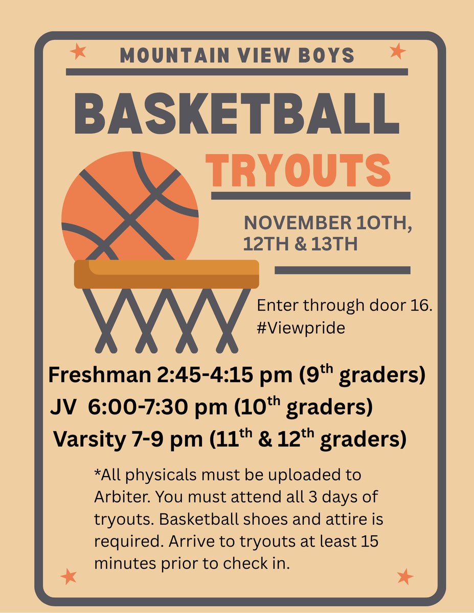 ViewBoysHoops's tweet photo. Basketball season is around the corner. Physicals must be submitted via Arbiter. Any questions reach out to Coach Terry. https://t.co/U2O2ZbAGTa