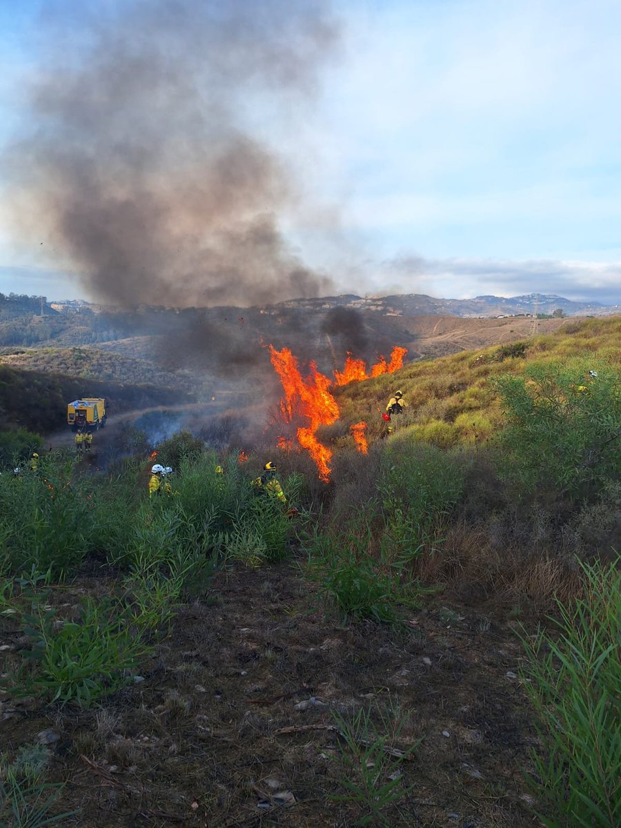 Plan_INFOCA's tweet photo. 🔥Finalizamos #QuemaPrescrita para la gestión preventiva de la interfaz urbano-forestal de #Mijas, en el Cerro del Águila-El Chaparral. 

✅Objetivo cumplido. Hemos eliminado el 80% del combustible, lo que permitirá una mejor defensa de las edificaciones aledañas.

Gran trabajo! https://t.co/hMpMJrT8rG