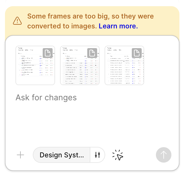 POTUSDAVID's tweet photo. Hey @zoink i've been using Make pretty much every day to design features at AirOps. This warning state is super frustrating, adding one frame turns all frames into images. Deleting it doesn’t revert them, so I have keep re‑adding frames. Any workaround? https://t.co/wFoj5KSymy