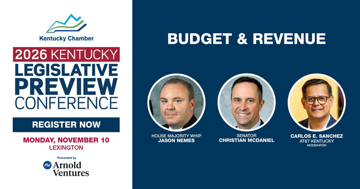 Fiscal decisions made in Frankfort shape Kentucky’s growth for years to come. Hear insights from House Majority Whip Jason Nemes and Senate Appropriations and Revenue Committee Chair Christian McDaniel during the 2026 Legislative Preview's Budget and Revenue session, moderated by