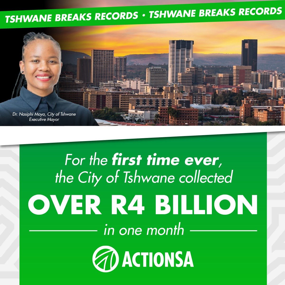 A major milestone for the ⁦<a href="/CityTshwane/">City of Tshwane</a>⁩.