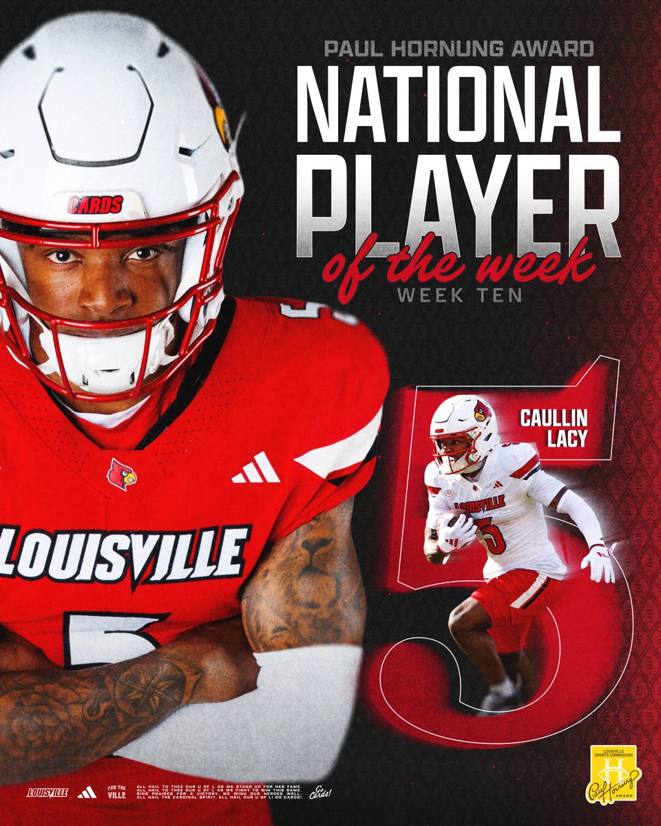 LouisvilleFB's tweet photo. .@hornungaward National Player of the Week 🗣️

Details: https://t.co/U8LAHk4RNm

#GoCards https://t.co/OST8ADTjTP