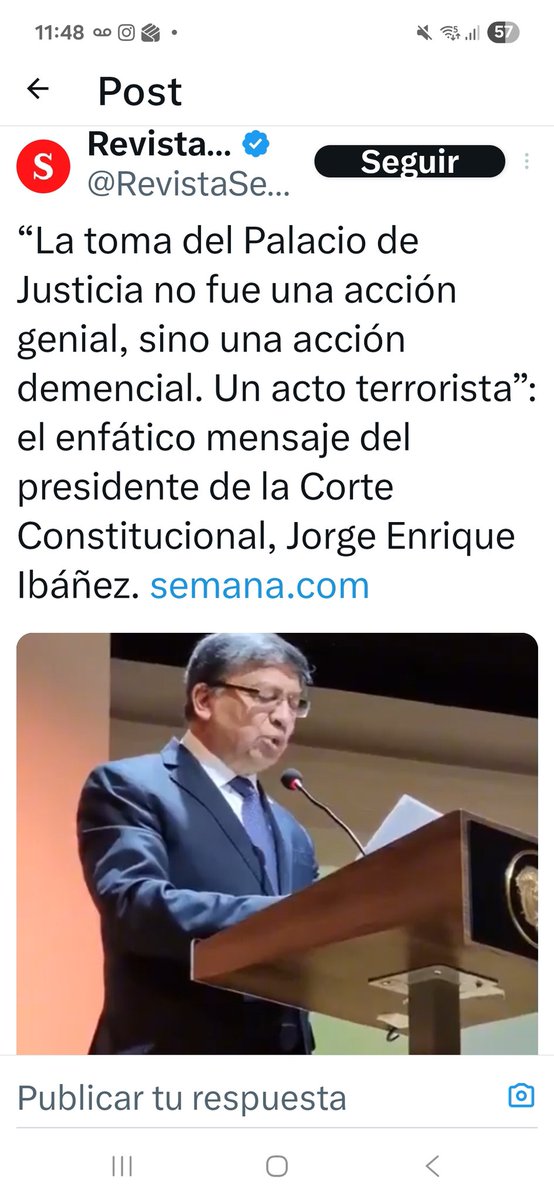 La toma del palacio no fue una acción genial, fue una acción demencial, un acto terrorista. Pte Corte Constitucional.