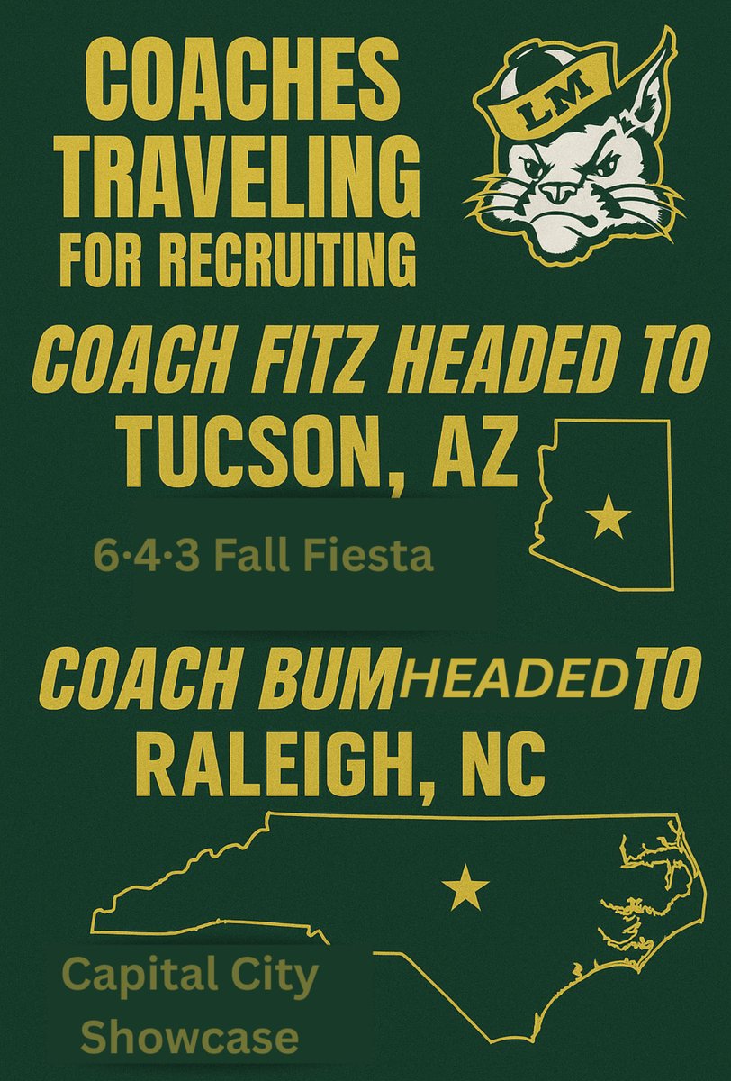 Coaches on the road this weekend!! Attach your schedules!! Always excited to step on the field with future Bobcats!!! 💚🥎