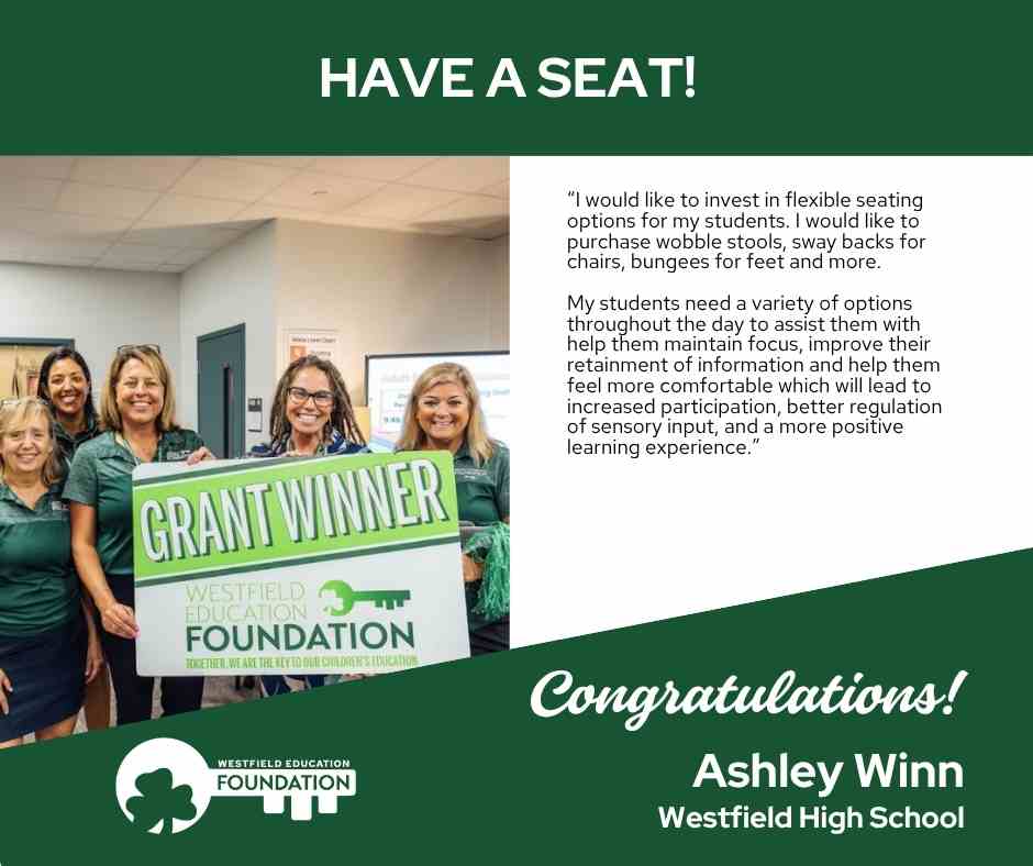📷 Help us congratulate Ms. Winn, from Westfield High School, on receiving a Westfield Education Foundation Teacher Grant! 📷
Her passion and dedication continue to inspire students and strengthen our Westfield community every day. 📷