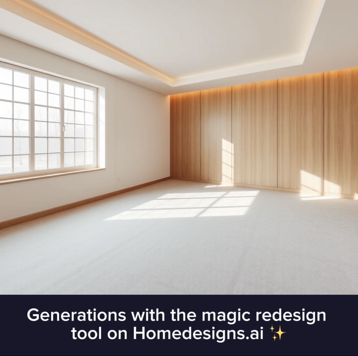 homedesignsai's tweet photo. Started with an empty room… and let https://t.co/o9eyRcbqP1’s Magic Redesign Tool do its thing. ✨

A few words → a fully designed living space. 🤩
#HomeDesignAI #MagicRedesign #RoomTransformation #InteriorInspo https://t.co/mXyeIVKs1k