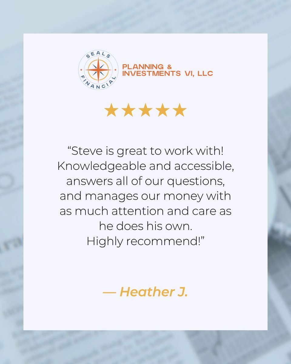 SealsFinancial's tweet image. Hearing from happy clients never gets old. 💬

Every kind word reminds us why we do what we do, helping people feel confident and secure about their financial future.

To our clients, thank you for your trust, it’s an honor to be part of your journey.