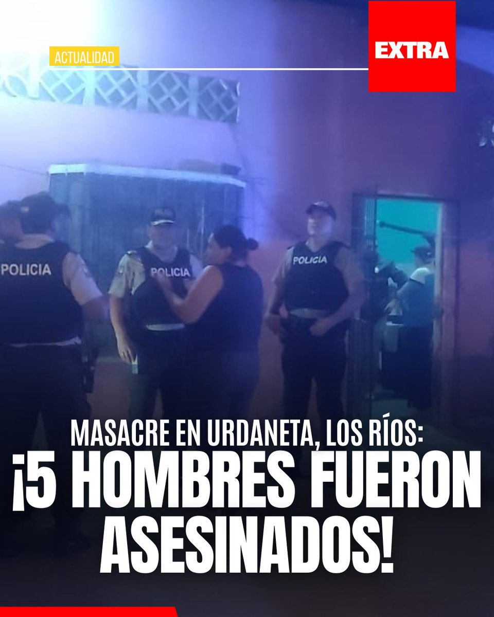Cinco hombres fueron hallados ejecutados dentro de una vivienda en la parroquia Ricaurte, cantón Urdaneta (Los Ríos). La Policía investiga el hecho ocurrido la madrugada del 4 de noviembre, último día del feriado.

Conoce más: ow.ly/Y2pR50XmBCc