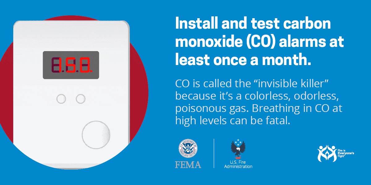 Every home should have a working carbon monoxide (CO) alarm. Please check your alarms, change the batteries, or purchase a new one!