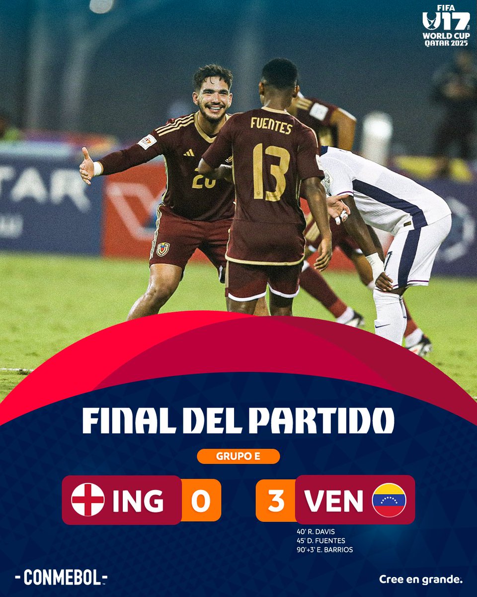 CONMEBOL's tweet image. ¡Goleada de @juvenilesfvf en el debut! 👏🇻🇪

#CreeEnGrande | #U17WC