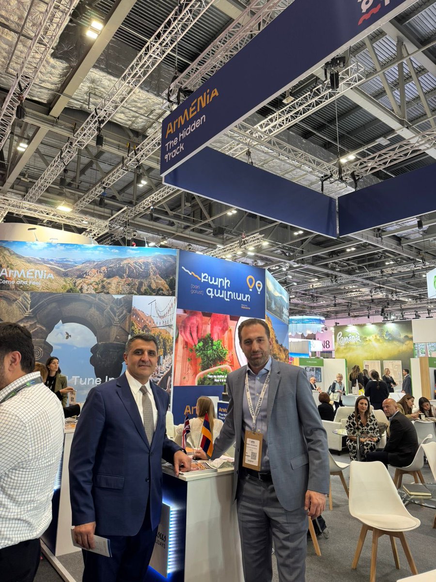 VaruzhanN's tweet image. Great to visit the Armenia Pavilion at the World Travel Market @ExceLLondon Excellent opportunity to showcase Armenia’s rich cultural heritage and growing tourism sector. Glad to see the Armenian Tourism Committee and many tour operators promoting Armenia as a top destination🇦🇲✈️