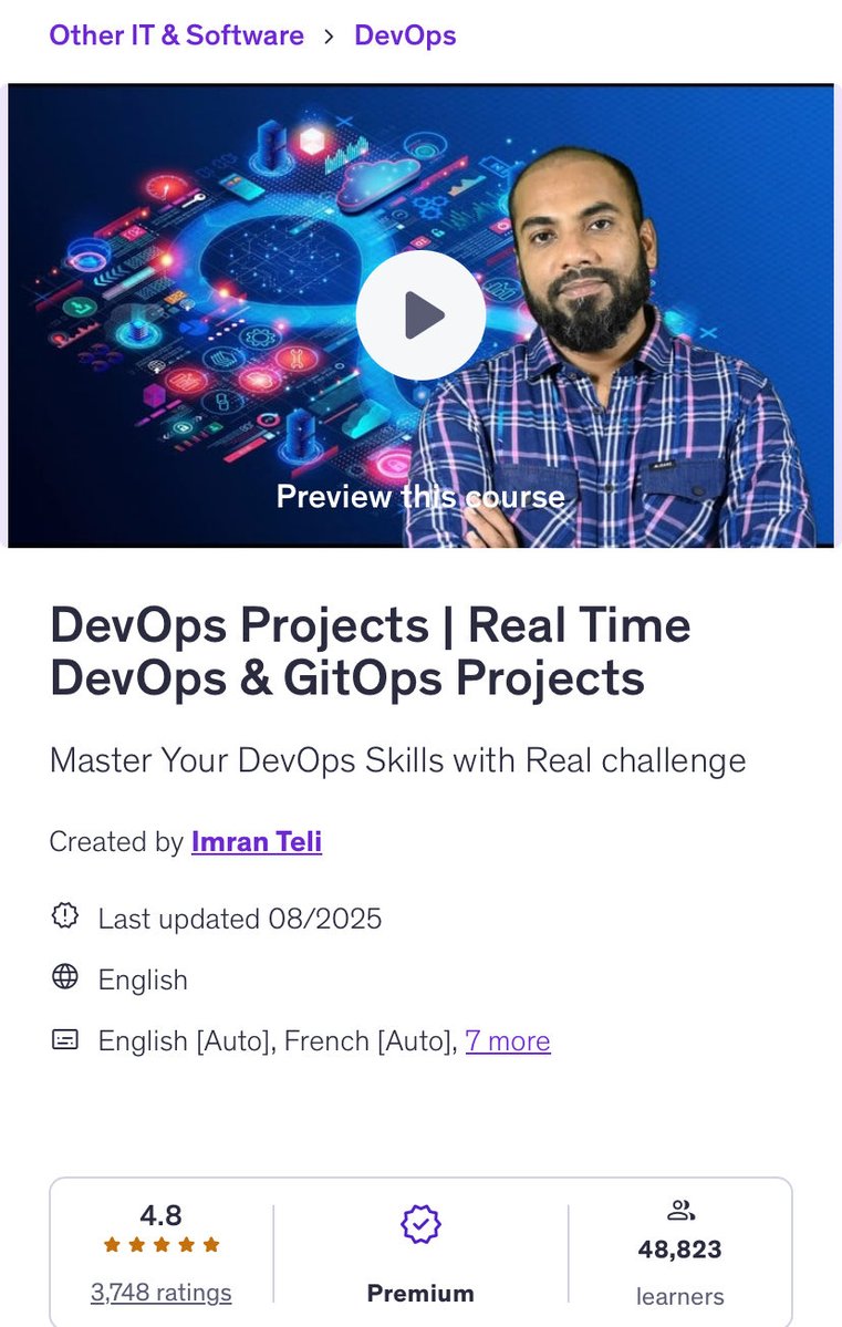 superkimo7's tweet image. قررت أعمل تحدي لنفسي خلال الـ ٩٠ يوم الجايين هأذاكر وأخلص الكورسات دي وأخد شهاداتها بإذن الله
AZ-400 → 7/12/2025  
GCP Cloud Associate → 20/12/2025  
AWS Architect Professional → 30/1/2026  
DevOps Projects Course → 30/1/2026  
Python Basics → مستمر يوميًا
#90DaysChallenge