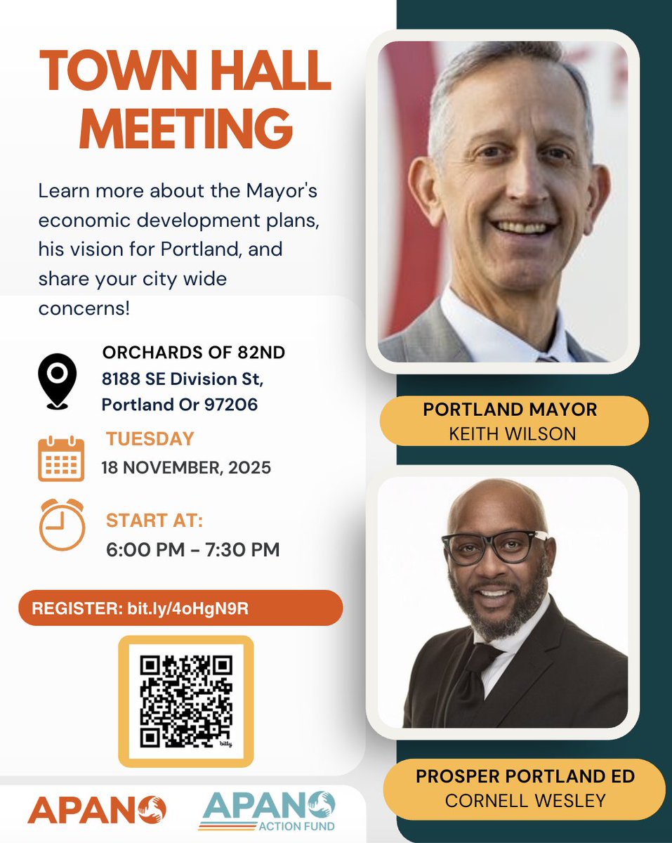Join APANO, Mayor Keith Wilson and economic leaders for a community town hall focused on the city's economic resurgence. This is your chance to share insights, connect with fellow business owners and community members, and help define the economic future of Portland!