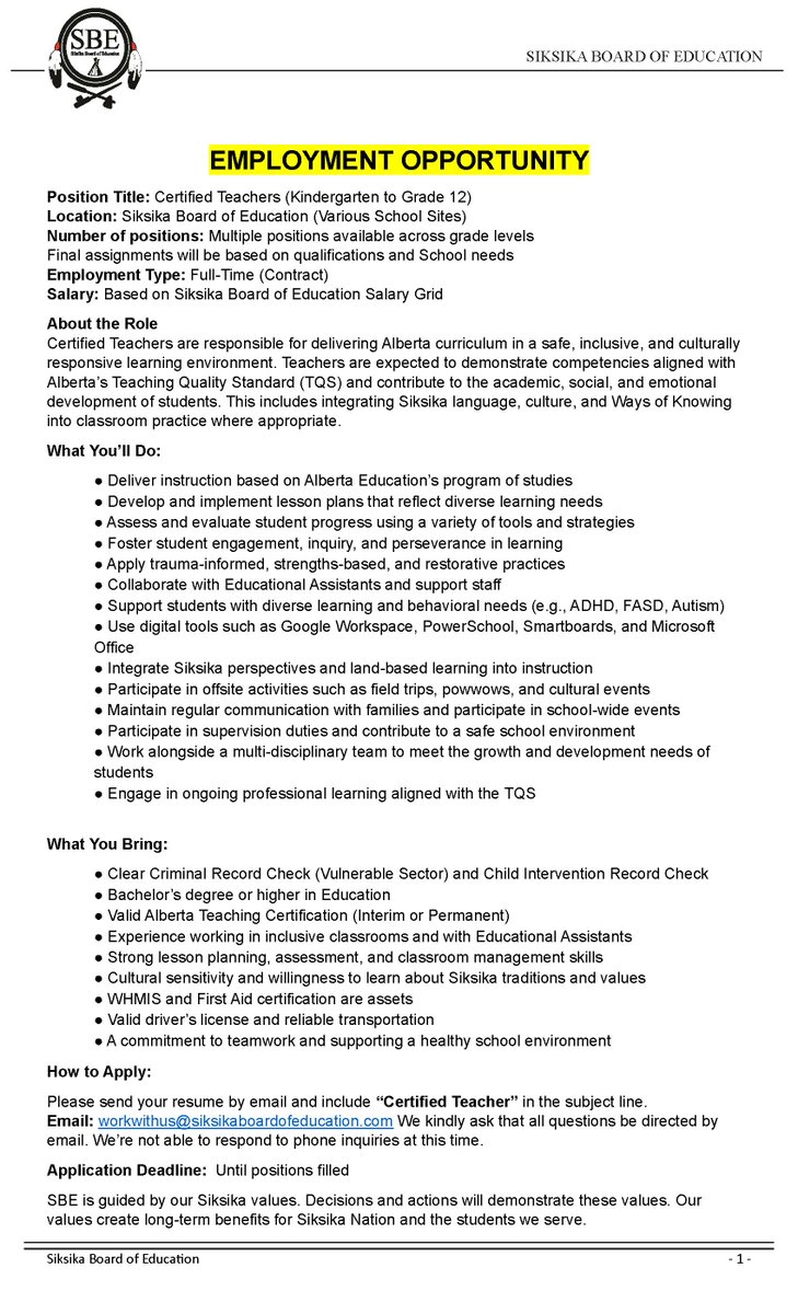 Siksika Board of Education tweet media