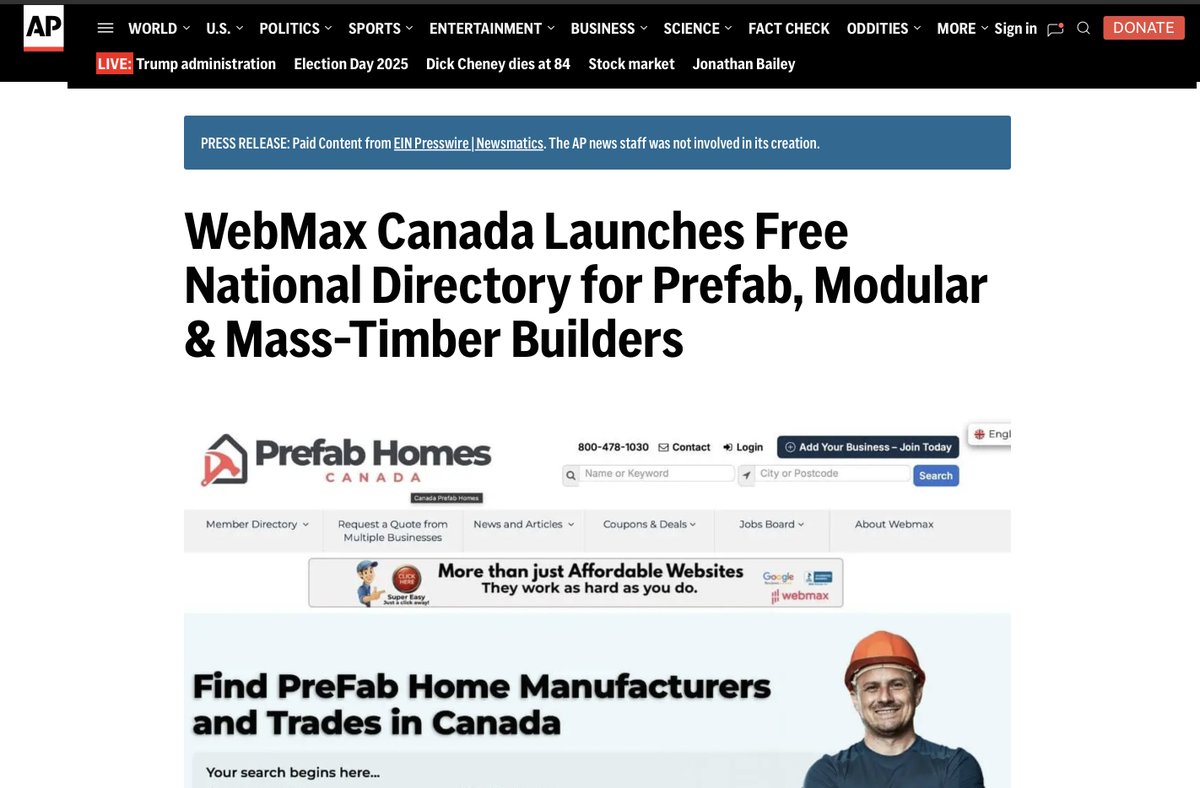 WebMaxCanada's tweet image. WebMax Canada Launches Free Directory for Canadian Prefab, Modular &amp;amp; Mass-Timber Builders einpresswire.com/article/864224… via @ein_news