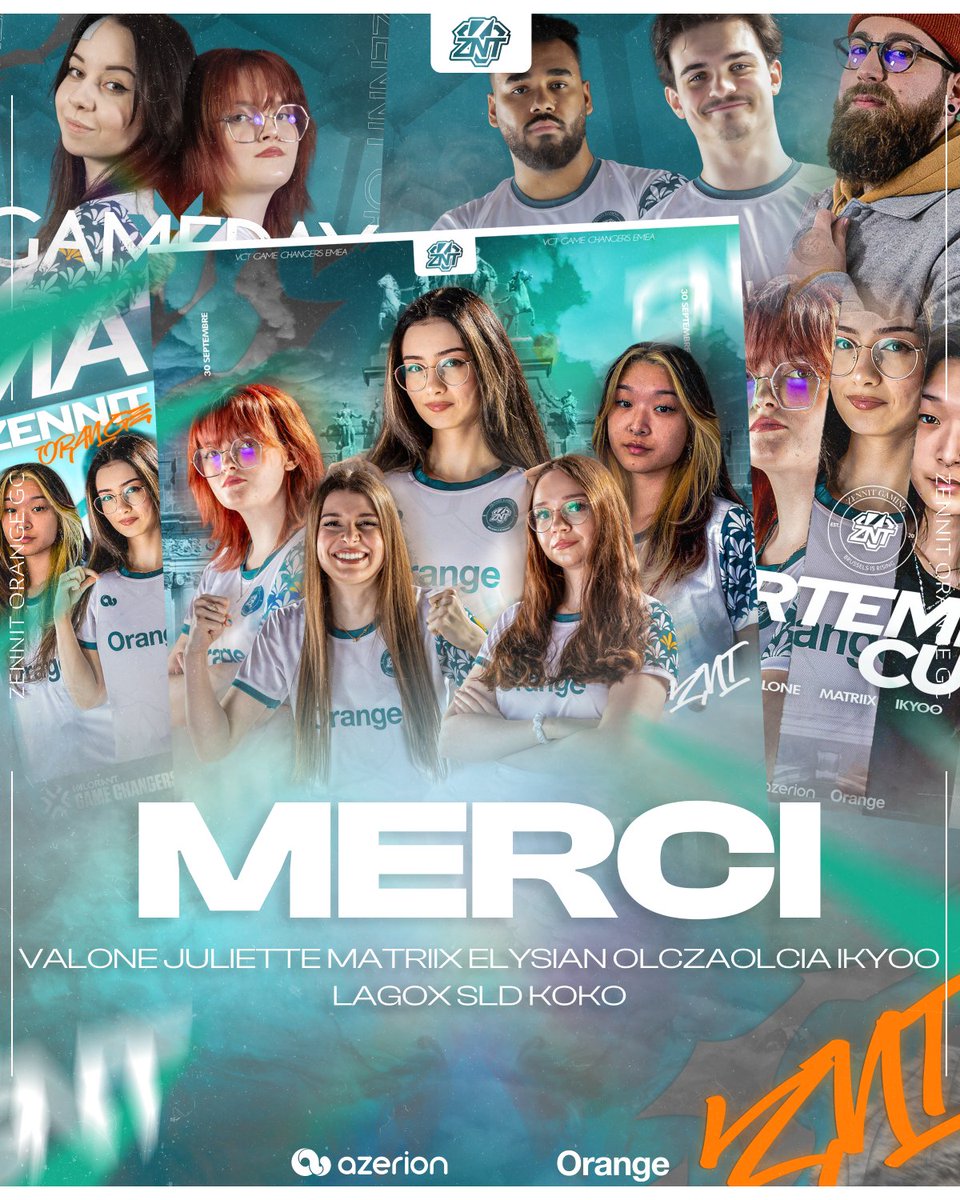 Clôture de saison pour nos ZNT Orange GC ! 🍊 

Depuis avril, quel chemin parcouru ➡️
De la création de la team au #VCTGameChangersEMEA, nos joueuses et notre staff ont été incroyables 💪

La Belgique a encore fait trembler l’esport 🇧🇪

Maintenant que la saison et les conventions