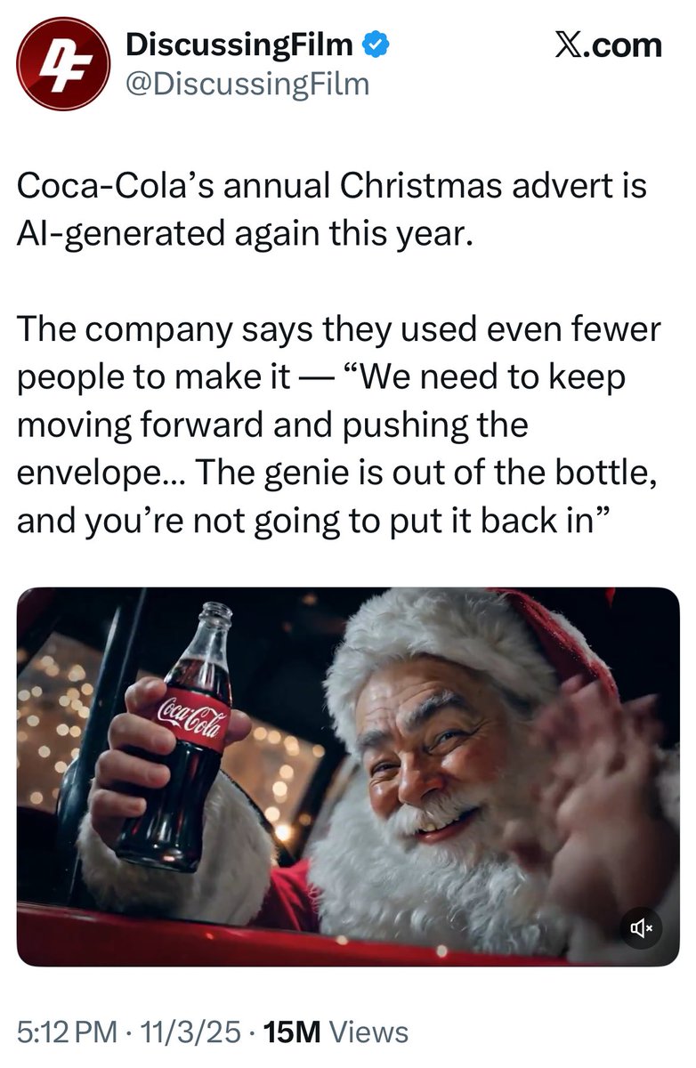 This is a 3-fold disappointment

1. A giant like Coke decided not to pay artists

2. At a time when people are struggling and could use the work, a giant like Coke decided not to hire people for an annual project

3. If a giant like Coke does it, others will too

Oh, Coke. 😞