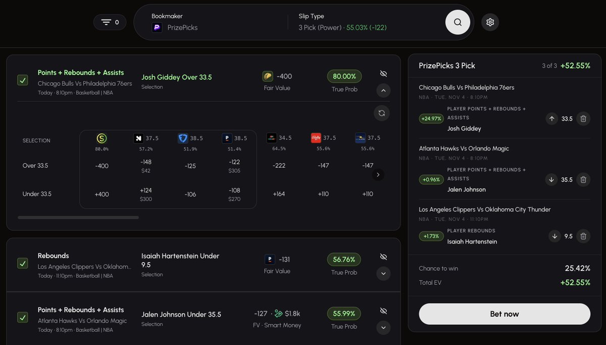 ITS TACO TUESDAY🌮

Need a sharp slip for this Giddey discount? Build slips directly in our fantasy tool, free every Tuesday 😎

👉 smartstake.app/fantasy