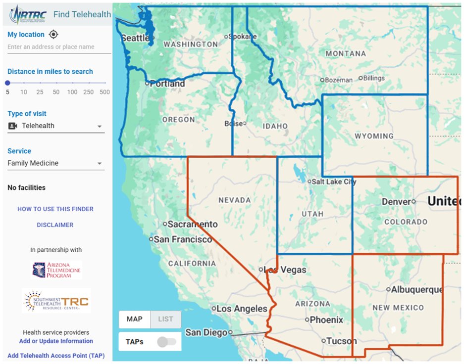 🎉 Exciting News from SWTRC! 🎉
The Find Telehealth Map is now expanded to include Colorado and New Mexico! 
Find telehealth and in-person #healthcare service providers across the Southwest at findtelehealth.nrtrc.org #Southwest #Telehealth #Colorado #NewMexico