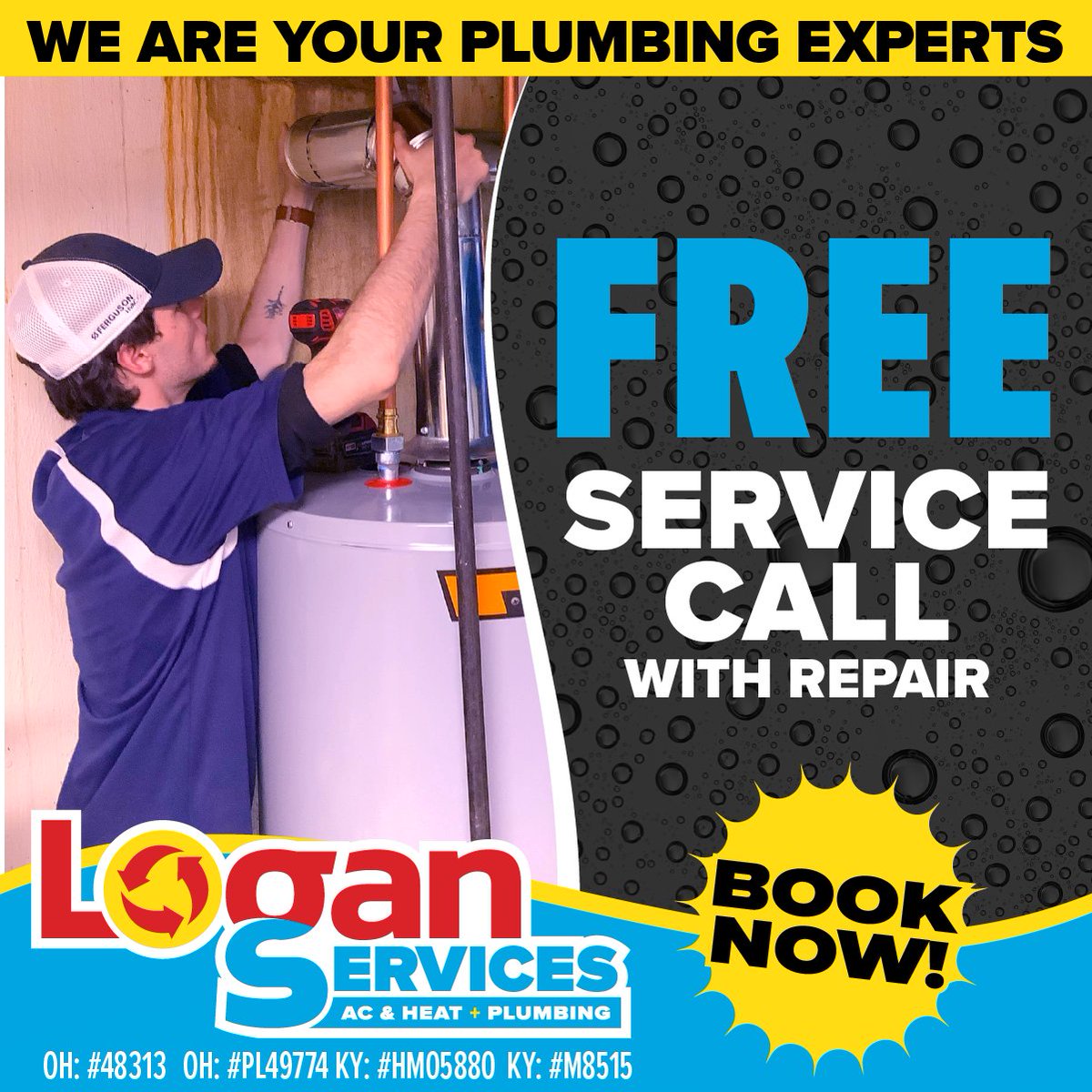 A plumbing team you can trust! 🚿✅ 
The plumbing experts here at Logan Services are here to improve your home comfort with a FREE service call with a repair. 
👉🏼 Don’t let your plumbing problems get away from you. Schedule your appointment today! 
 
#plumbing #ohio #plumbers