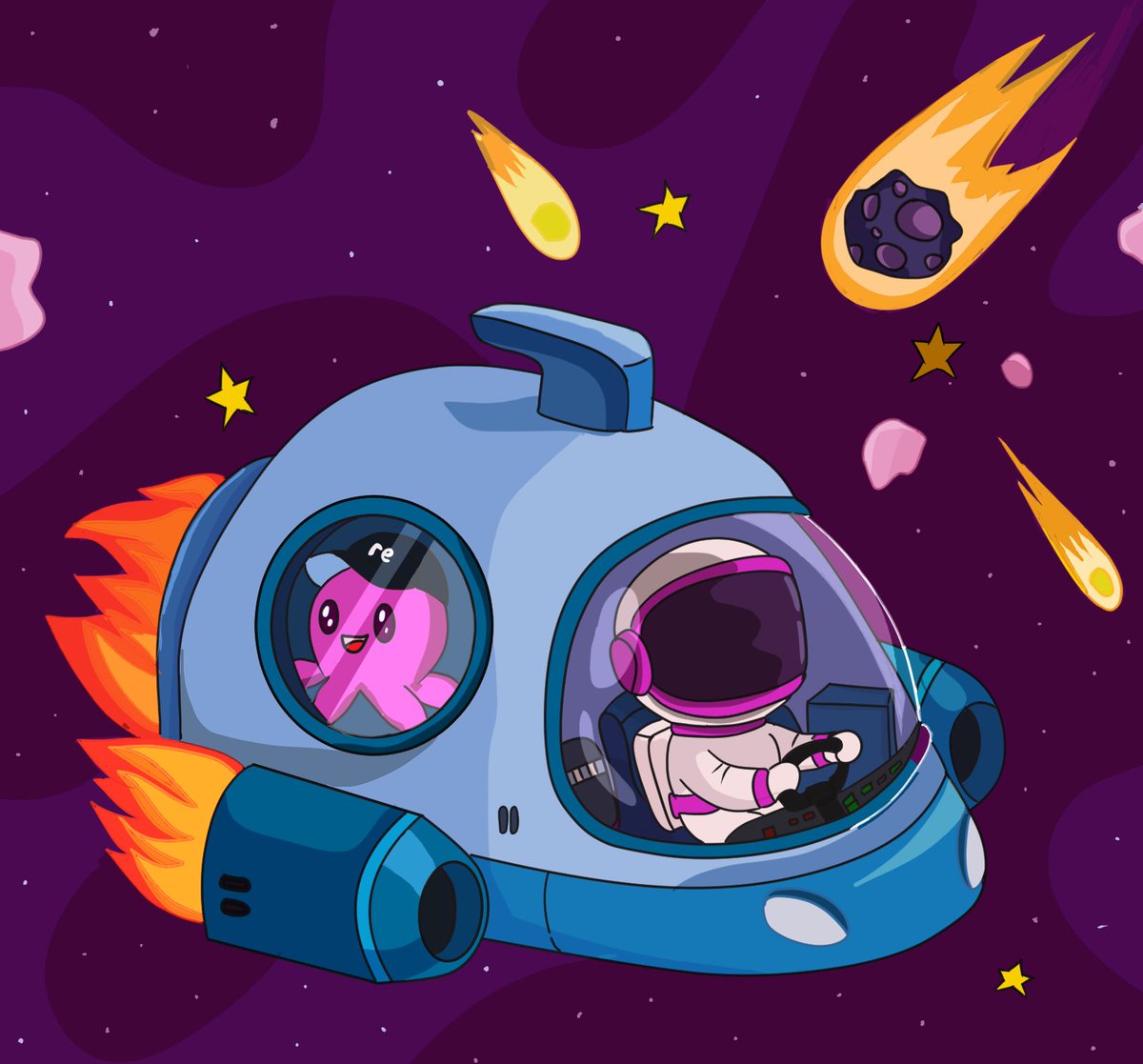 TaiwoOsamuel's tweet image. Been busy lately, but I had to find time to draw something special for the new month 💜
Here’s my latest @re inspired art  flying through the DeFi universe, turning real-world insurance into on-chain opportunity.🚀
#ReProtocol

@ChazEevee @st3phdoteth @miketwinks @REprotocol