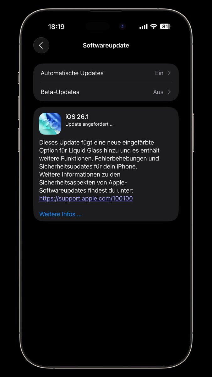 Schönen Updateabend eurer  Geräte 📡 
#iOS261 #Apple