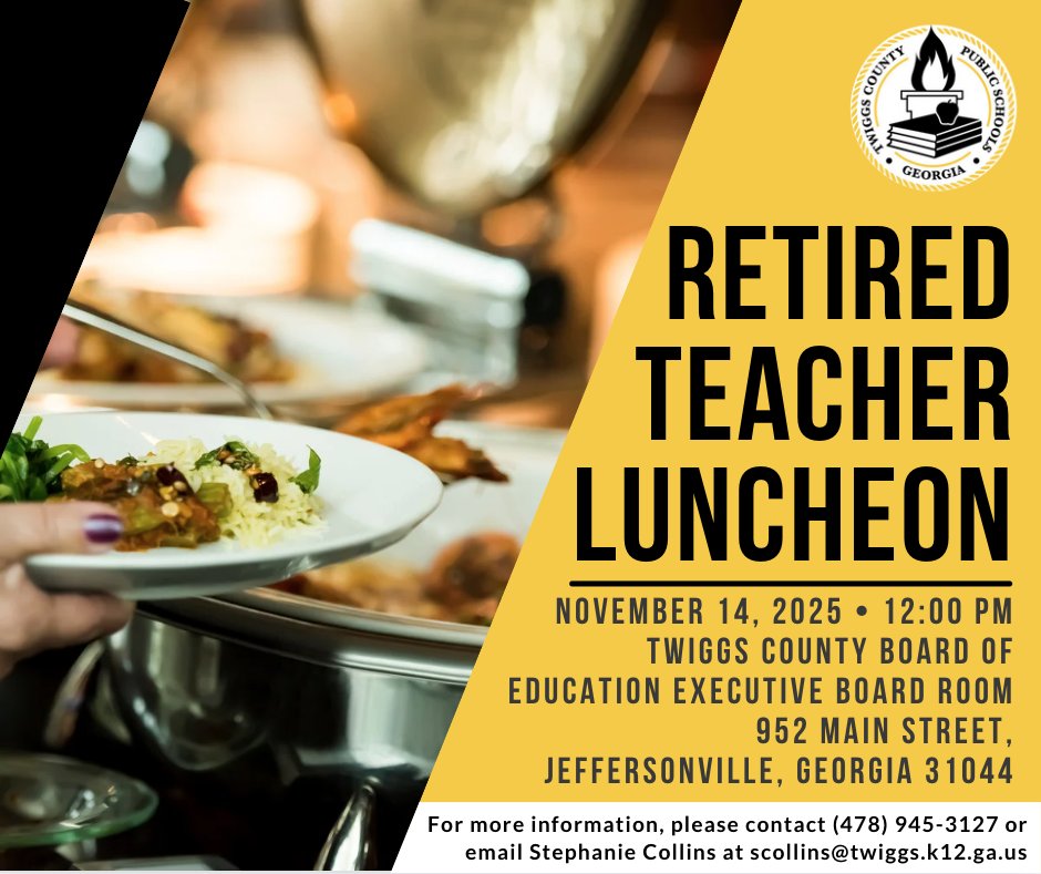 TCPSOfficial's tweet image. The Retired Teachers Luncheon is approaching and TCPS wants to honor the retired teachers, celebrate their accomplishments, and express gratitude for the years they spent pouring into the students.
View the graphic for more details: