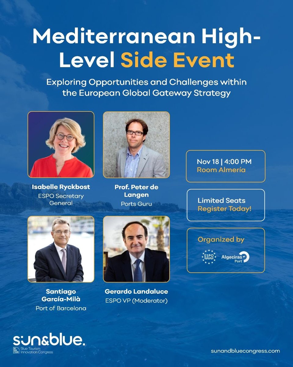 El martes 18 de noviembre (16:00–18:00), el presidente de <a href="/suncruiseand/">Suncruise Andalucía</a>, Gerardo Landaluce, participa en el panel “Explorando oportunidades y desafíos en el marco de la Estrategia Global Gateway Europea” dentro de <a href="/sunbluecongress/">Sun&Blue Congress</a> 

Más info 👉 sunandbluecongress.com/es/side-events…