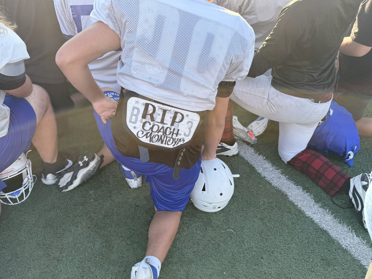 Didn’t notice this kickplate until this morning’s practice.  We have some really thoughtful kids here.  Still Praying for you Coach Montoya and <a href="/SouthSanFB/">South San Football</a>