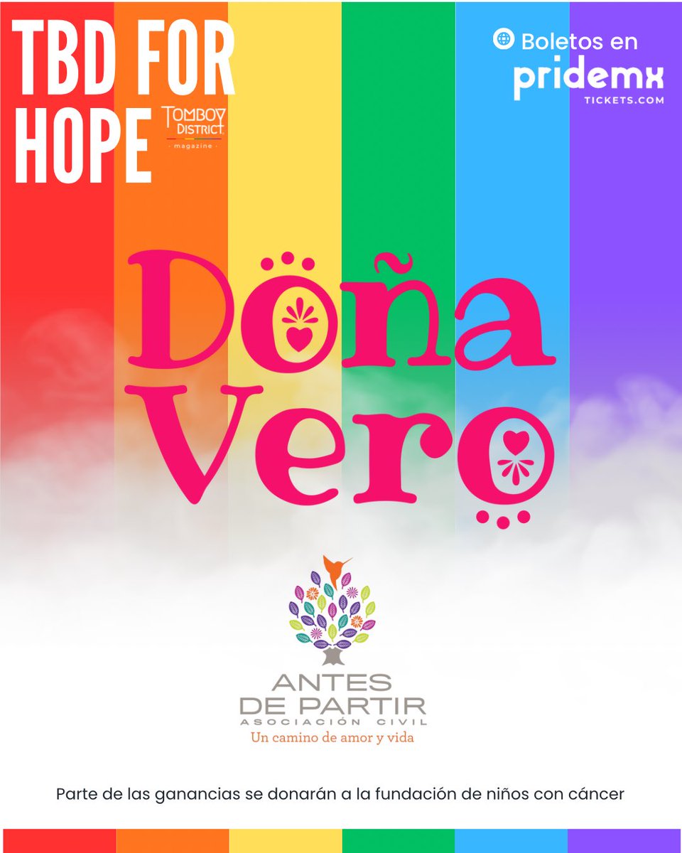 💜 Gracias a Doña Vero <a href="/DonaVeroMX/">Doña Vero</a> por unirse como patrocinadora del TBD FOR HOPE 🌈✨
Su apoyo hace posible que sigamos creando espacios seguros, diversos y con causa.

🎟️ ¡Consigue tus boletos y acompáñanos en esta edición especial con causa!

pridemxtickets.com/otros/tbd-for-…